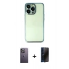 MARSİLYAN™- iPhone 13 Pro Max Kılıf Vadi Minimal - Siyah 3D Antistatik Hayalet Cam Ekran Koruyucu + Neon Fosforlu Kamera Lens - BZ