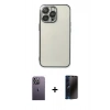 MARSİLYAN™- iPhone 13 Pro Max Kılıf Vadi Minimal - Siyah 3D Antistatik Hayalet Cam Ekran Koruyucu + Neon Fosforlu Kamera Lens - BZ