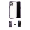 MARSİLYAN™- iPhone 13 Pro Max Kılıf Vadi Minimal - Siyah 3D Antistatik Hayalet Cam Ekran Koruyucu + Neon Fosforlu Kamera Lens - BZ