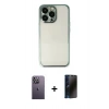 MARSİLYAN™- iPhone 13 Pro Max Kılıf Vadi Minimal - Siyah 3D Antistatik Hayalet Cam Ekran Koruyucu + Neon Fosforlu Kamera Lens - BZ