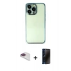 MARSİLYAN™- iPhone 13 Pro Max Kılıf Vadi Minimal - Siyah 3D Antistatik Hayalet Cam Ekran Koruyucu + Pers Alüminyum Kamera Lens - GI