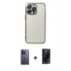 MARSİLYAN™- iPhone 13 Pro Max Kılıf Vadi Minimal - Siyah 3D Antistatik Hayalet Cam Ekran Koruyucu + Neon Fosforlu Kamera Lens - MI