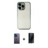 MARSİLYAN™- iPhone 13 Pro Max Kılıf Vadi Minimal - Siyah 3D Antistatik Hayalet Cam Ekran Koruyucu + Neon Fosforlu Kamera Lens - MI