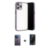 MARSİLYAN™- iPhone 13 Pro Max Kılıf Vadi Minimal - Siyah 3D Antistatik Hayalet Cam Ekran Koruyucu + Neon Fosforlu Kamera Lens - MI
