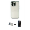 MARSİLYAN™- iPhone 13 Pro Max Kılıf Vadi Minimal - Siyah 3D Antistatik Hayalet Cam Ekran Koruyucu + Rainbow Kamera Lens Koruma Cam - MI