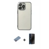 MARSİLYAN™- iPhone 13 Pro Max Kılıf Vadi Minimal - Siyah 3D Antistatik Hayalet Cam Ekran Koruyucu + Shine Kamera Lens Koruma Cam - PE