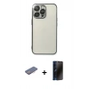 MARSİLYAN™- iPhone 13 Pro Max Kılıf Vadi Minimal - Siyah 3D Antistatik Hayalet Cam Ekran Koruyucu + Renkli Kamera Lens Koruma Cam - PE