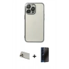 MARSİLYAN™- iPhone 13 Pro Max Kılıf Vadi Minimal - Siyah 3D Antistatik Hayalet Cam Ekran Koruyucu + Rainbow Kamera Lens Koruma Cam - REGD