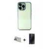 MARSİLYAN™- iPhone 13 Pro Max Kılıf Vadi Minimal - Siyah 3D Antistatik Hayalet Cam Ekran Koruyucu + Rainbow Kamera Lens Koruma Cam - REGD