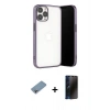 MARSİLYAN™- iPhone 13 Pro Max Kılıf Vadi Minimal - Siyah 3D Antistatik Hayalet Cam Ekran Koruyucu + Shine Kamera Lens Koruma Cam - GI