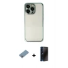 MARSİLYAN™- iPhone 13 Pro Max Kılıf Vadi Minimal - Siyah 3D Antistatik Hayalet Cam Ekran Koruyucu + Shine Kamera Lens Koruma Cam - GI
