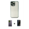MARSİLYAN™- iPhone 13 Pro Max Kılıf Vadi Minimal - Siyah 3D Antistatik Hayalet Cam Ekran Koruyucu + Neon Fosforlu Kamera Lens - YL