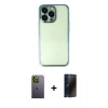 MARSİLYAN™- iPhone 13 Pro Max Kılıf Vadi Minimal - Siyah 3D Antistatik Hayalet Cam Ekran Koruyucu + Neon Fosforlu Kamera Lens - YL