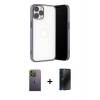 MARSİLYAN™- iPhone 13 Pro Max Kılıf Vadi Minimal - Siyah 3D Antistatik Hayalet Cam Ekran Koruyucu + Neon Fosforlu Kamera Lens - YL