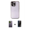 MARSİLYAN™- iPhone 13 Pro Max Kılıf Vadi Minimal - Siyah 3D Antistatik Hayalet Cam Ekran Koruyucu + Neon Fosforlu Kamera Lens - YL