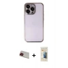 MARSİLYAN™- iPhone 13 Pro Max Kılıf Vadi Minimal - Siyah 6D Mat Seramik Hayalet Nano Ekran Koruyucu + Rainbow Kamera Lens Koruma Cam - KI