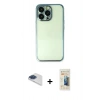 MARSİLYAN™- iPhone 13 Pro Max Kılıf Vadi Minimal - Siyah 6D Mat Seramik Hayalet Nano Ekran Koruyucu + Lacivert Pers Alüminyum Kamera Lens