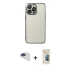 MARSİLYAN™- iPhone 13 Pro Max Kılıf Vadi Minimal - Siyah 6D Mat Seramik Hayalet Nano Ekran Koruyucu + Lacivert Pers Alüminyum Kamera Lens