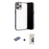 MARSİLYAN™- iPhone 13 Pro Max Kılıf Vadi Minimal - Siyah 6D Mat Seramik Hayalet Nano Ekran Koruyucu + Renkli Kamera Lens Koruma Cam - MI