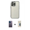 MARSİLYAN™- iPhone 13 Pro Max Kılıf Vadi Minimal - Siyah 6D Mat Seramik Hayalet Nano Ekran Koruyucu + Mavi Neon Fosforlu Kamera Lens