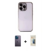 MARSİLYAN™- iPhone 13 Pro Max Kılıf Vadi Minimal - Siyah 6D Mat Seramik Hayalet Nano Ekran Koruyucu + Mavi Neon Fosforlu Kamera Lens