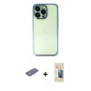 MARSİLYAN™- iPhone 13 Pro Max Kılıf Vadi Minimal - Siyah 6D Mat Seramik Hayalet Nano Ekran Koruyucu + Renkli Kamera Lens Koruma Cam - MI