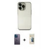 MARSİLYAN™- iPhone 13 Pro Max Kılıf Vadi Minimal - Siyah 6D Mat Seramik Hayalet Nano Ekran Koruyucu + Mavi Neon Fosforlu Kamera Lens