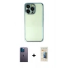 MARSİLYAN™- iPhone 13 Pro Max Kılıf Vadi Minimal - Siyah 6D Mat Seramik Hayalet Nano Ekran Koruyucu + Mavi Neon Fosforlu Kamera Lens