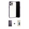 MARSİLYAN™- iPhone 13 Pro Max Kılıf Vadi Minimal - Siyah 6D Mat Seramik Hayalet Nano Ekran Koruyucu + Neon Fosforlu Kamera Lens - BZ