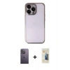 MARSİLYAN™- iPhone 13 Pro Max Kılıf Vadi Minimal - Siyah 6D Mat Seramik Hayalet Nano Ekran Koruyucu + Neon Fosforlu Kamera Lens - BZ