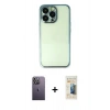 MARSİLYAN™- iPhone 13 Pro Max Kılıf Vadi Minimal - Siyah 6D Mat Seramik Hayalet Nano Ekran Koruyucu + Neon Fosforlu Kamera Lens - BZ