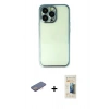 MARSİLYAN™- iPhone 13 Pro Max Kılıf Vadi Minimal - Siyah 6D Mat Seramik Hayalet Nano Ekran Koruyucu + Renkli Kamera Lens Koruma Cam - PE