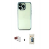 MARSİLYAN™- iPhone 13 Pro Max Kılıf Vadi Minimal - Siyah 6D Mat Seramik Hayalet Nano Ekran Koruyucu + Pers Alüminyum Kamera Lens - KI