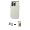 MARSİLYAN™- iPhone 13 Pro Max Kılıf Vadi Minimal - Siyah 6D Mat Seramik Hayalet Nano Ekran Koruyucu + Rainbow Kamera Lens Koruma Cam - MR