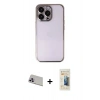 MARSİLYAN™- iPhone 13 Pro Max Kılıf Vadi Minimal - Siyah 6D Mat Seramik Hayalet Nano Ekran Koruyucu + Rainbow Kamera Lens Koruma Cam - MR