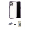 MARSİLYAN™- iPhone 13 Pro Max Kılıf Vadi Minimal - Siyah 6D Mat Seramik Hayalet Nano Ekran Koruyucu + Renkli Kamera Lens Koruma Cam - TU