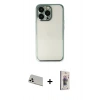 MARSİLYAN™- iPhone 13 Pro Max Kılıf Vadi Minimal - Siyah Bilvis 3D Cam Ekran Koruyucu + Rainbow Kamera Lens Koruma Cam - BZ