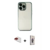 MARSİLYAN™- iPhone 13 Pro Max Kılıf Vadi Minimal - Siyah Bilvis 3D Cam Ekran Koruyucu + Pers Alüminyum Kamera Lens - KI