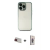 MARSİLYAN™- iPhone 13 Pro Max Kılıf Vadi Minimal - Siyah Bilvis 3D Cam Ekran Koruyucu + Rainbow Kamera Lens Koruma Cam - KI