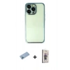MARSİLYAN™- iPhone 13 Pro Max Kılıf Vadi Minimal - Siyah Bilvis 3D Cam Ekran Koruyucu + Mavi Shine Kamera Lens Koruma Cam