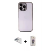 MARSİLYAN™- iPhone 13 Pro Max Kılıf Vadi Minimal - Siyah Bilvis 3D Cam Ekran Koruyucu + Pers Alüminyum Kamera Lens - SABE