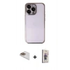 MARSİLYAN™- iPhone 13 Pro Max Kılıf Vadi Minimal - Siyah Bilvis 3D Cam Ekran Koruyucu + Pers Alüminyum Kamera Lens - GD