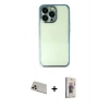 MARSİLYAN™- iPhone 13 Pro Max Kılıf Vadi Minimal - Siyah Bilvis 3D Cam Ekran Koruyucu + Rainbow Kamera Lens Koruma Cam - REGD