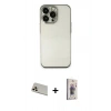 MARSİLYAN™- iPhone 13 Pro Max Kılıf Vadi Minimal - Siyah Bilvis 3D Cam Ekran Koruyucu + Rainbow Kamera Lens Koruma Cam - REGD