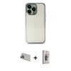 MARSİLYAN™- iPhone 13 Pro Max Kılıf Vadi Minimal - Siyah Bilvis 3D Cam Ekran Koruyucu + Rainbow Kamera Lens Koruma Cam - MR
