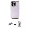 MARSİLYAN™- iPhone 13 Pro Max Kılıf Vadi Minimal - Siyah Bilvis 3D Cam Ekran Koruyucu + Renkli Kamera Lens Koruma Cam - YL