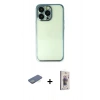 MARSİLYAN™- iPhone 13 Pro Max Kılıf Vadi Minimal - Siyah Bilvis 3D Cam Ekran Koruyucu + Renkli Kamera Lens Koruma Cam - YL