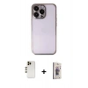 MARSİLYAN™- iPhone 13 Pro Max Kılıf Vadi Minimal - Siyah Bilvis 3D Cam Ekran Koruyucu + Shine Kamera Lens - GD