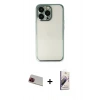 MARSİLYAN™- iPhone 13 Pro Max Kılıf Vadi Minimal - Siyah Bilvis 3D Mat Cam Ekran Koruyucu + Kırmızı Rainbow Kamera Lens Koruma Cam
