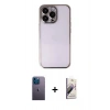 MARSİLYAN™- iPhone 13 Pro Max Kılıf Vadi Minimal - Siyah Bilvis 3D Mat Cam Ekran Koruyucu + Neon Fosforlu Kamera Lens - MI